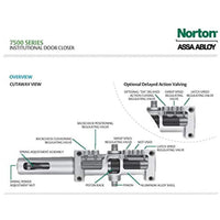 Norton 7500 Series Institutional Door Closer, Tri-Style (Regular, top jamb, or Parallel arm), Non-Handed, Cast Aluminum (689)