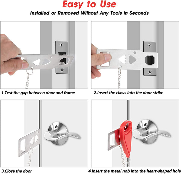 Portable Door Lock Home Security Door Locker Travel Lockdown Locks for  Additional Safety and Privacy Perfect for Traveling Hotel Home Apartment